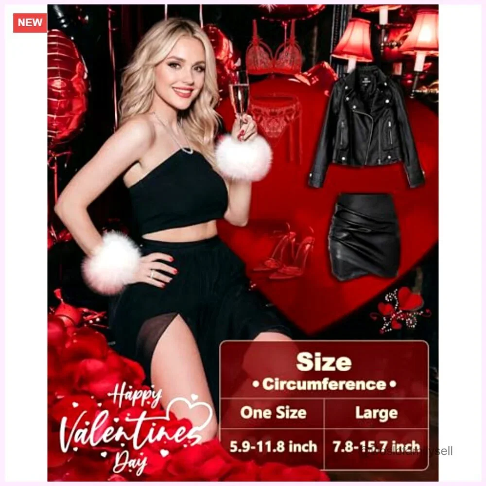 Faux Fur Wrist Cuffs Arm Warmers Women Winter Accessory Halloween Costume